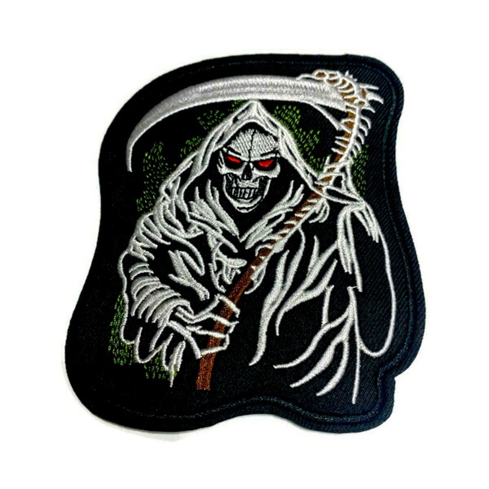 Grim reaper iron-on patch